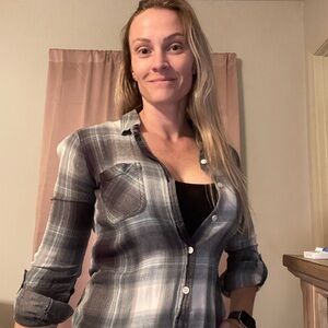 Mossimo Supply Co. Black and Gray Plaid Shirt